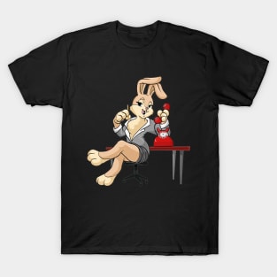 Beautiful bunny as a secretary with a phone & pencil T-Shirt